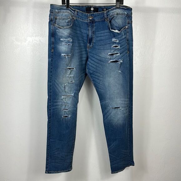 Jordan Arron Craig Jean Studio Blue Ripped Regular Rise Jeans Size 40 x 32 - Picture 1 of 11